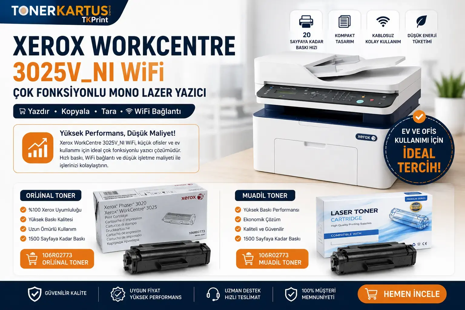 Xerox WorkCentre 3025V_NI WiFi Çok Fonksiyonlu Mono Lazer Yazıcı İncelemesi