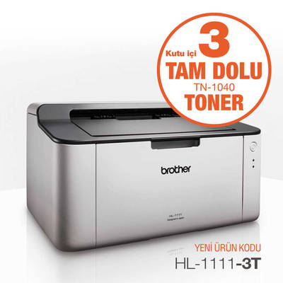 Brother HL-1111 Mono Laser Yazıcı 3 Tam Toner Hediyeli