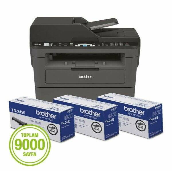 Brother MFC-L2716dw Multifunction Mono Laser Printers + 3 Adet Original Tonerli - 1