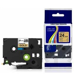 Brother P-Touch TZE-851 Muadil Gold Üzerine Black Printer Label 24mm x 8m - 1