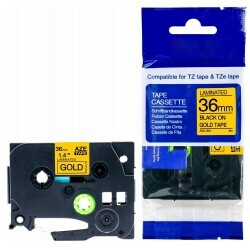 Brother P-Touch TZE-861 Muadil Gold Üzerine Black Printer Label 36mm x 8m - BROTHER