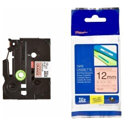 Brother P-Touch TZE-B31 Muadil Fosforlu Turuncu Üzerine Black Printer Label 12mm x 8m - BROTHER