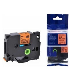 Brother P-Touch TZE-B41 Muadil Fosforlu Turuncu Üzerine Black Printer Label 18mm x 8m - BROTHER