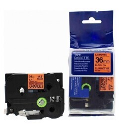 Brother P-Touch TZE-B61 Muadil Fosforlu Turuncu Üzerine Black Printer Label 36mm x 8m - BROTHER