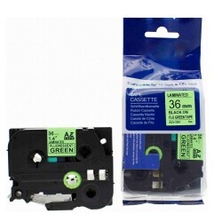 Brother P-Touch TZE-D61 Muadil Fosforlu Yeşil Üzerine Black Printer Label 36mm x 8m - BROTHER