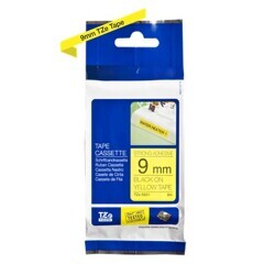 Brother P-Touch TZE-S621 Muadil Yellow Üzerine Black Güçlü Yapışkanlı Printer Label 9mm x 8m - BROTHER