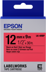 Epson C53S654007 (LK-4RBP) Kırmızı Üzerine Siyah Orjinal Etiket Şeridi - EPSON