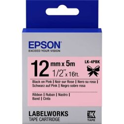 Epson C53S654013 (LK-4PBK) Pembe Üzerine Siyah Orjinal Etiket Şeridi - EPSON