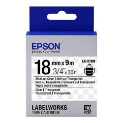 Epson C53S655008 (LK-5TBN) Transparan Üzerine Siyah Orjinal Etiket Şeridi - EPSON