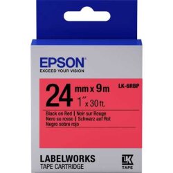 Epson C53S656004 (LK-6RBP) Kırmızı Üzerine Siyah Orjinal Etiket Şeridi - EPSON