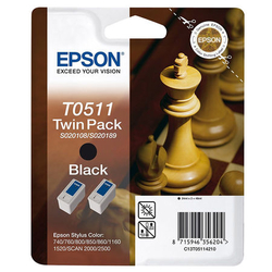 EPSON - Epson T0511-C13T05114220 Siyah Orjinal Kartuş 2Li Paketi