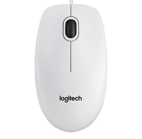 Logitech B100 White Wired Optical Mouse USB - 1