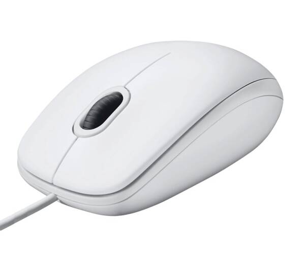 Logitech B100 White Wired Optical Mouse USB - 2