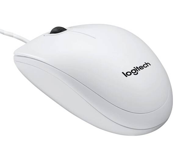 Logitech B100 White Wired Optical Mouse USB - 3