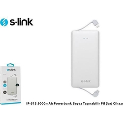 S-link IP-513 5000mAh Powerbank White Taşınabilir Kutusuz Battery Şarj Cihazı - 4